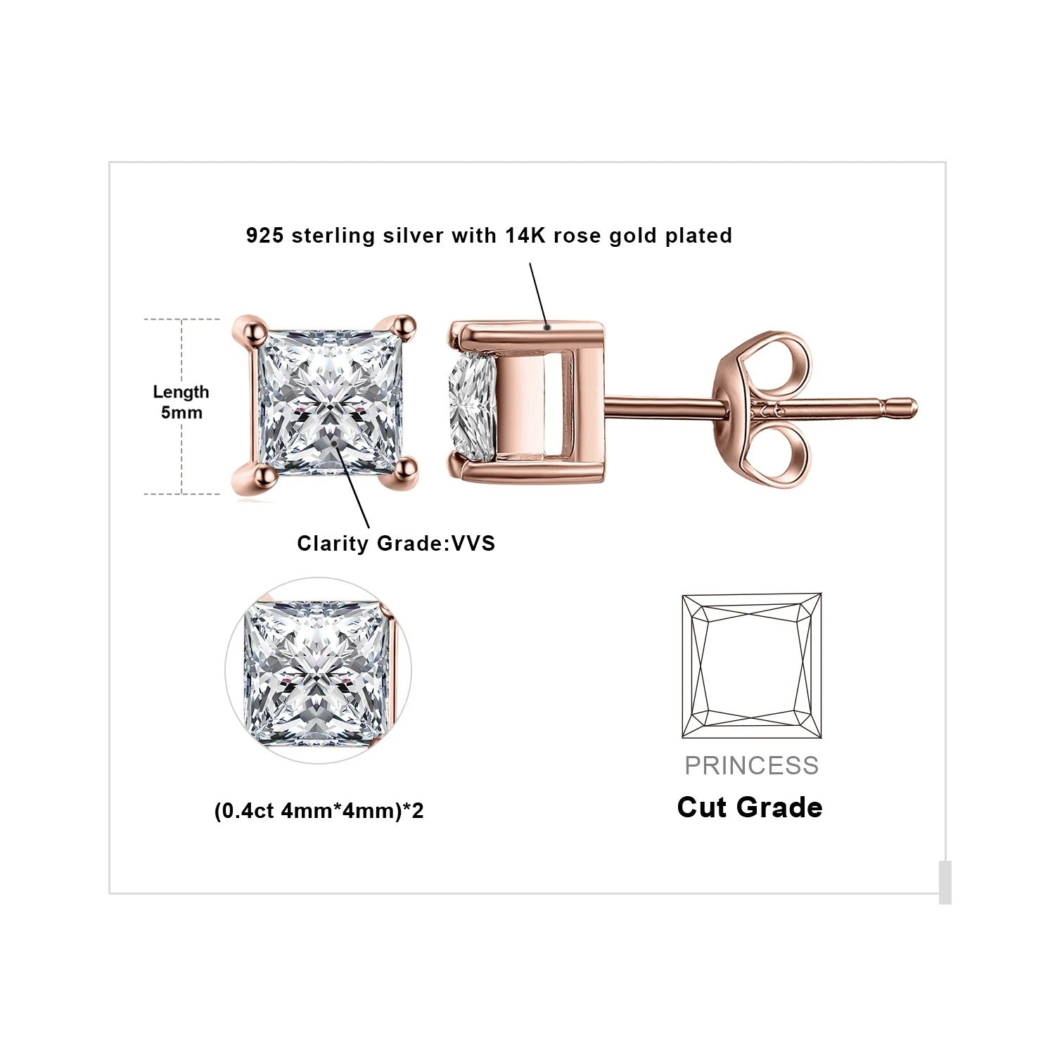 PRINCESS CUT EARRINGS