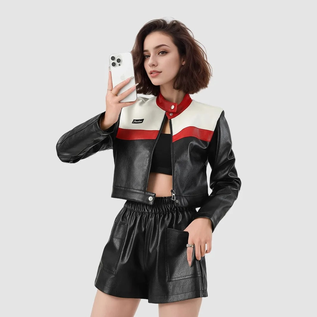 LEATHER RACING JACKET WOMENS