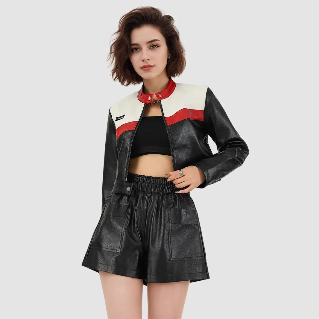 LEATHER RACING JACKET WOMENS