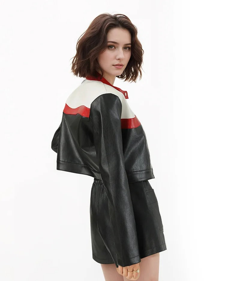 LEATHER RACING JACKET WOMENS