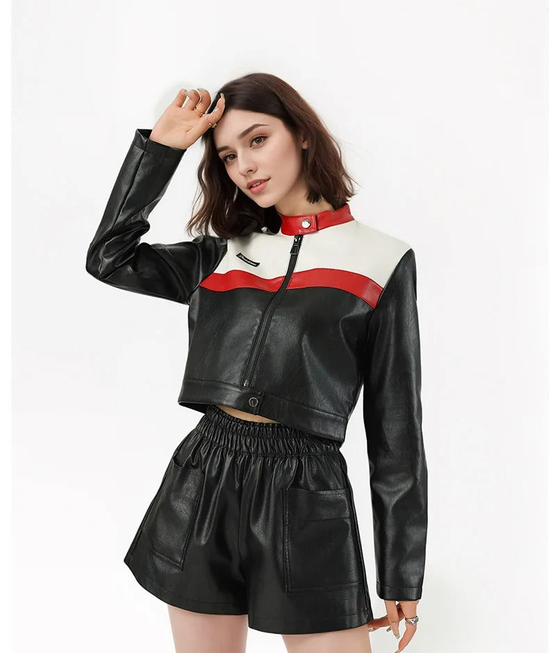 LEATHER RACING JACKET WOMENS