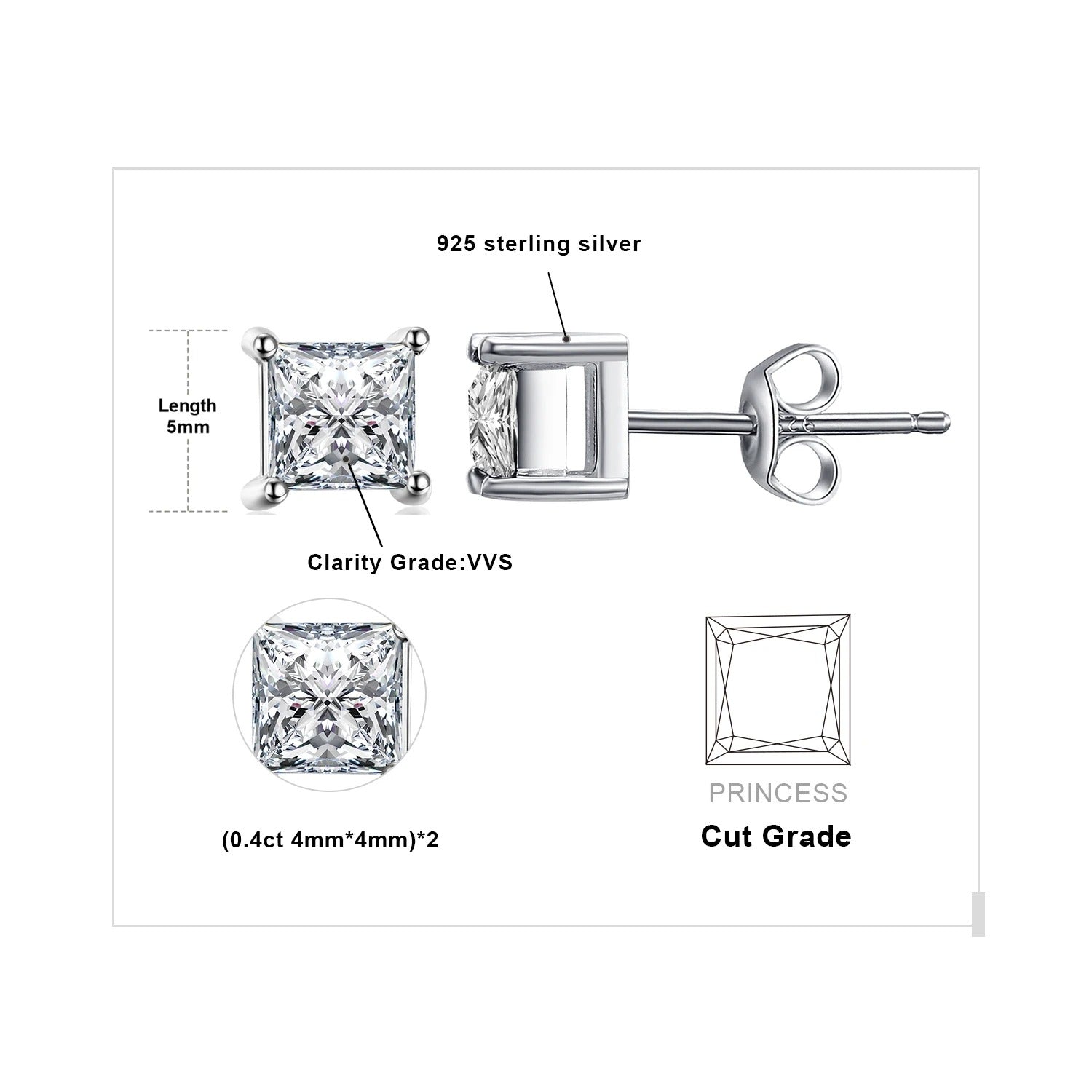 PRINCESS CUT EARRINGS