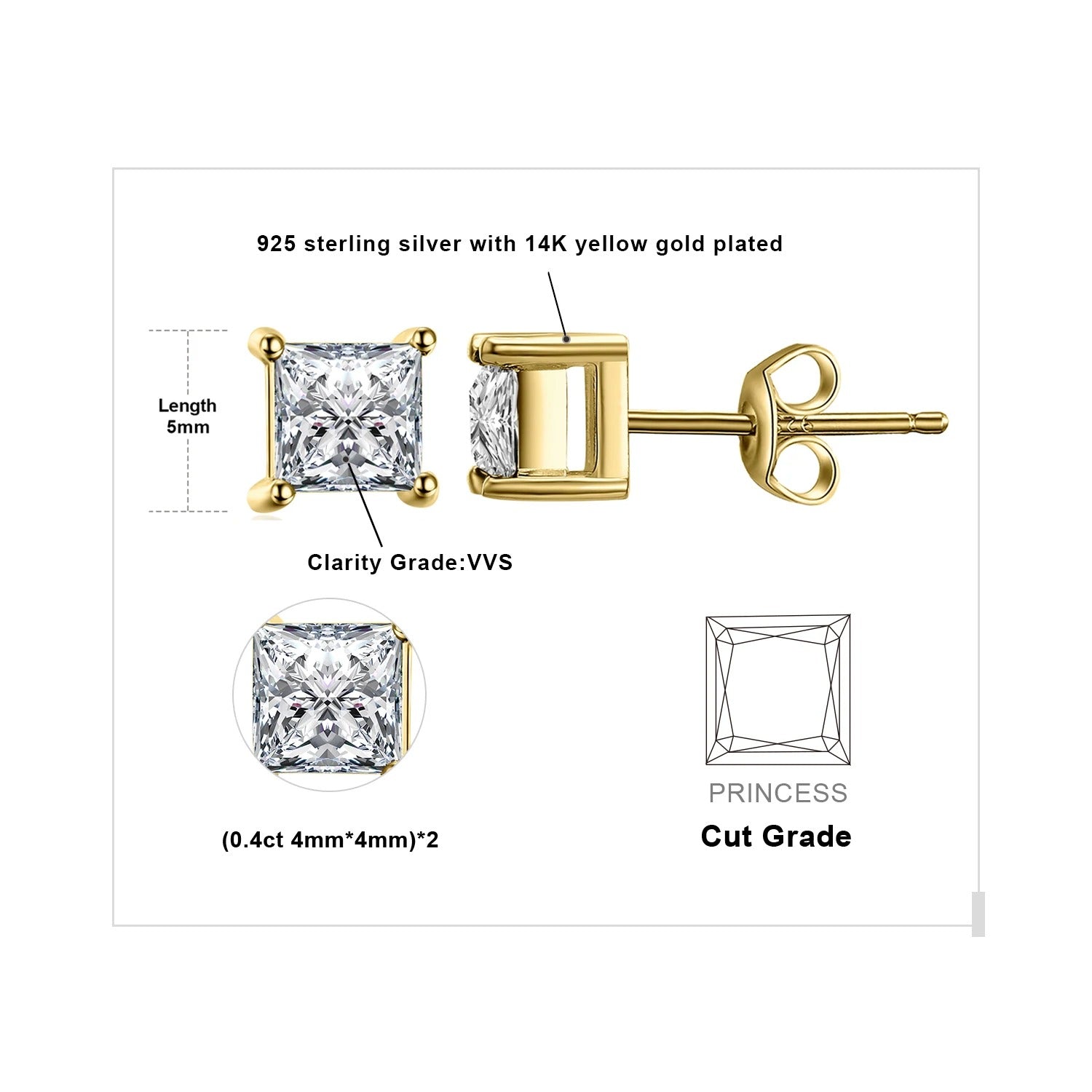 PRINCESS CUT EARRINGS
